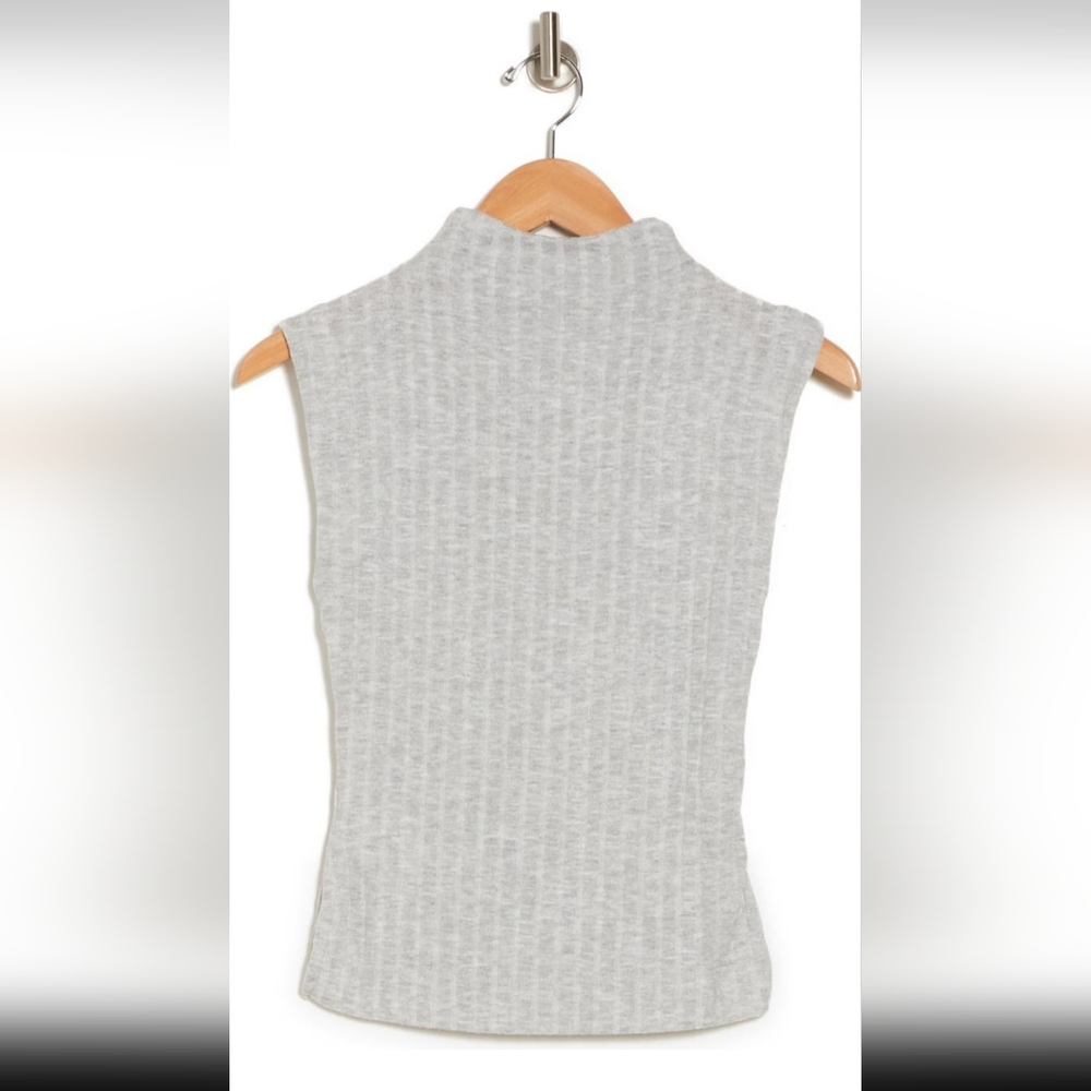 Free People Babetown Mock Neck Sleeveless Rib Sweater
